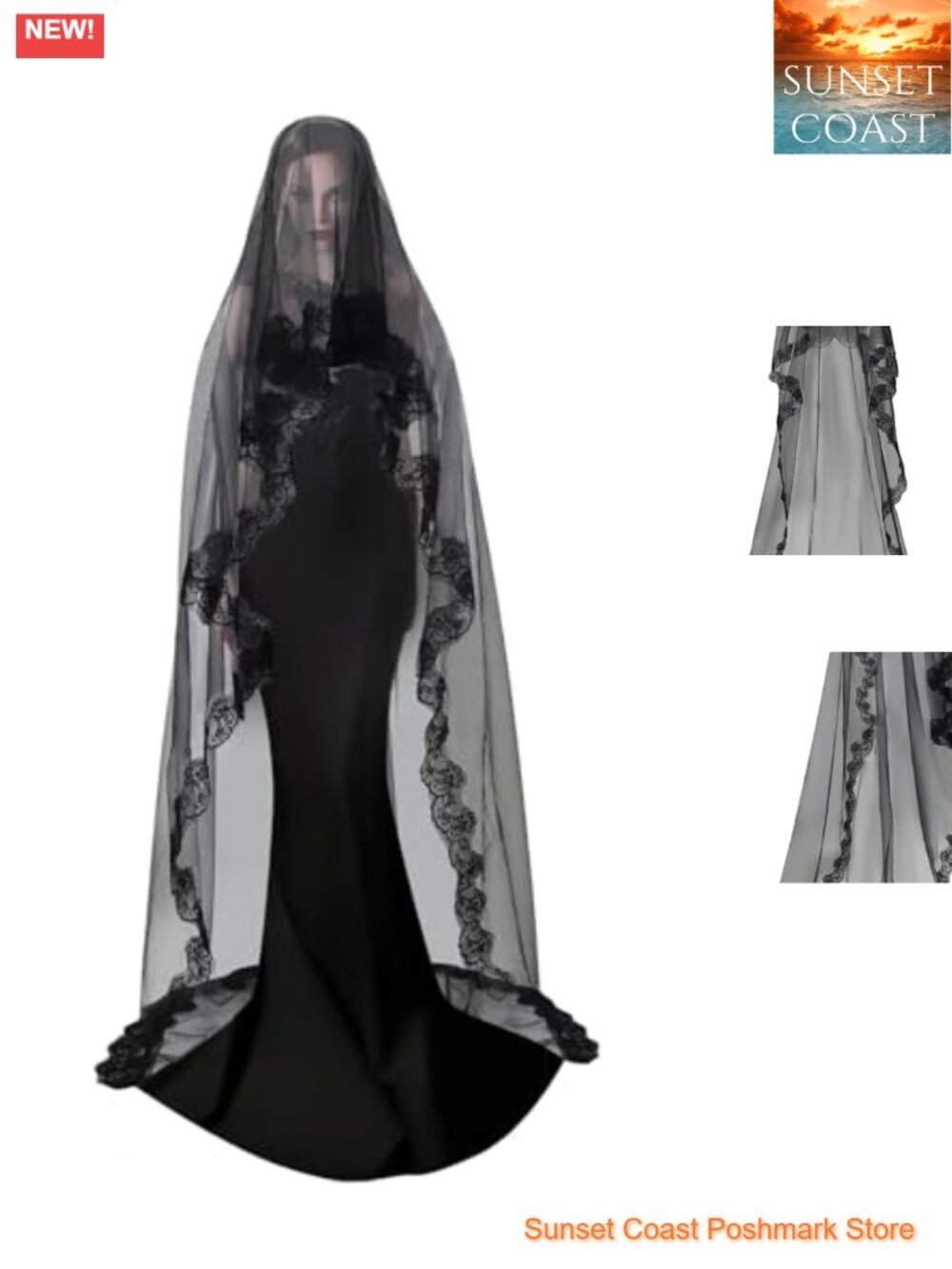 Bridal Veil 1 Tier Cathedral Length Sheer Lace Tulle Headpiece